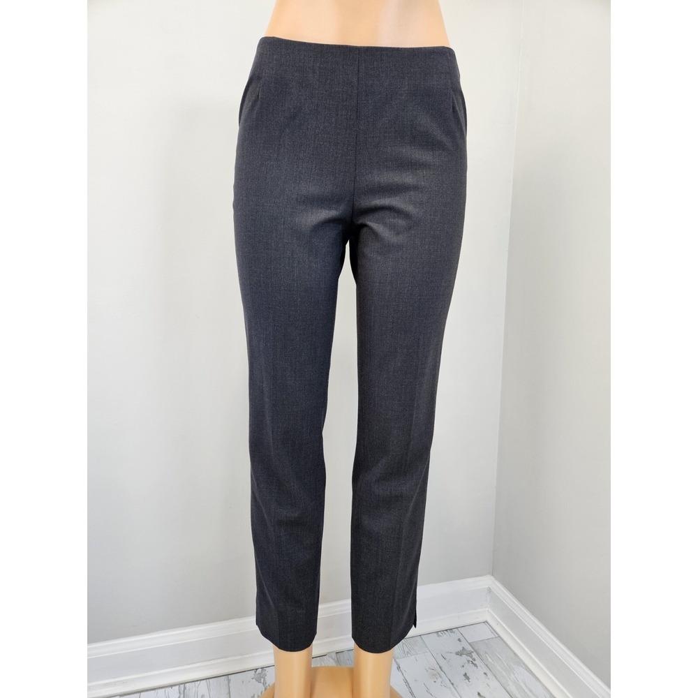 Lafayette 148 New York Grey Wool Blend Ankle Pants Side Zip Size 2
